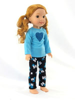 Blue Heart Pant Set Fits 14.5" Wellie Wisher American Girl Doll Clothing1