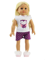 Whooos Sleepy Owl Pajama Short Set Fits 18" American Girl Doll Clothing2