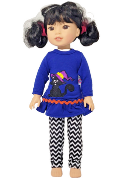 Halloween Cat Pant Set Fits 14.5" Wellie Wisher American Girl Doll Clothing0