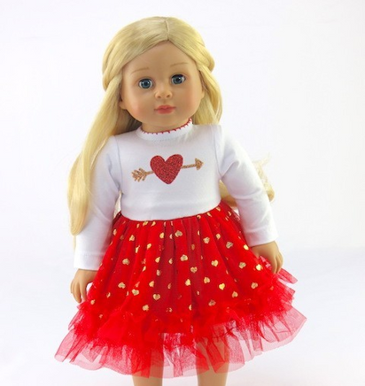 Glitter Heart Dress Fits 18" American Girl Doll Clothing2