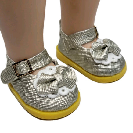 Silver Mary Jane Dress Shoes Fits 14.5" Wellie Wisher American Girl Doll Shoes1
