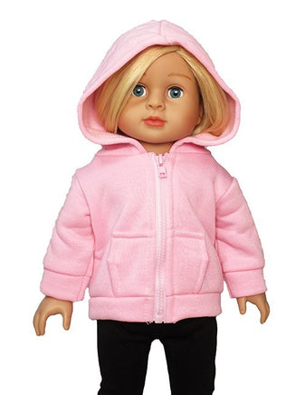 Pink Zip Up Hoodie Sweatshirt Fits 18" American Girl Doll Clothing0