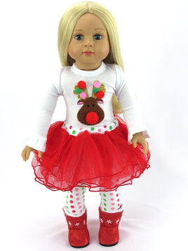 Christmas Reindeer Tutu 3pc Pant Set Fits 18" American Girl Doll Clothing0