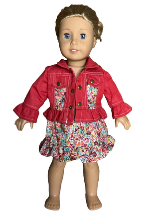 Floral Western Dress And Jacket Fits 18" American Girl Doll Clothing0