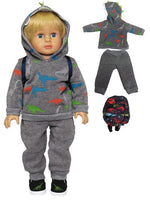 Dinosaur 3 pc Set Backpack Fits 18" American Boy Girl Doll Clothing0