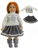 Grey And White Knit Sweater Skirt Set Fits 18" American Girl Doll Clothing3