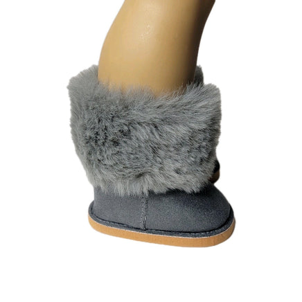 Grey Fur Boots Fits 18" American Girl Doll Clothes Shoes2