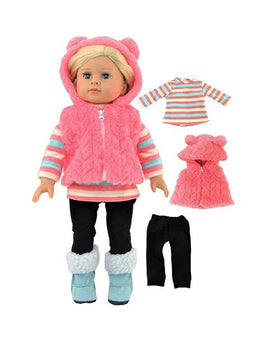 Fuzzy Bear Vest Pant Set Fits 18" American Girl Doll Clothing0