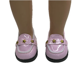 Light Pink Star Loafers Fits 14.5" Wellie Wisher American Girl Doll Shoes0