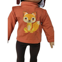 Embroidered Fox Pant Set & Hat Fits 18" American Boy Girl Doll Clothes2