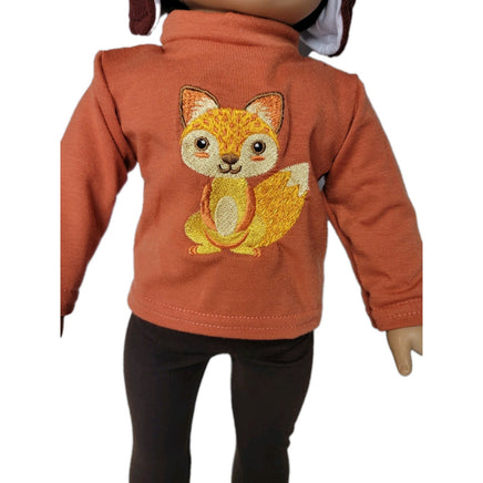 Embroidered Fox Pant Set & Hat Fits 18" American Boy Girl Doll Clothes2
