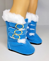 Blue Fur Trim Buckle Boots Fits 18" American Girl Doll Clothes Shoes0