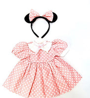 Pink Polka Dot Dress Mouse Ear Headband Fits 18" American Girl Doll Clothing1