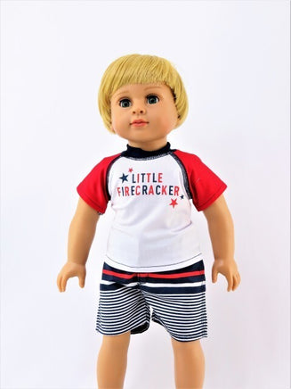 Little Firecracker Short Set Fits 18" American Boy Girl Doll Clothing0