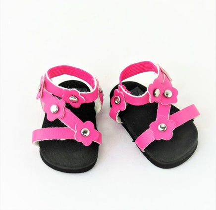 Hot Pink Flower Sandals Fits 14.5" Wellie Wisher American Girl Doll Shoes1