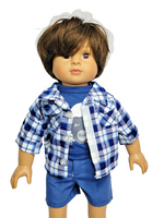 Blue Plaid 3pc Shorts Set Fits 18" American Girl Doll Clothing0