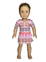 Colorful Zig Zag Dress And Headband Fits 18" American Girl Doll Clothing0