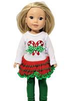 Candy Cane Dress And Leggings Fits 14.5 Wellie Wisher American Girl Doll Clothes0