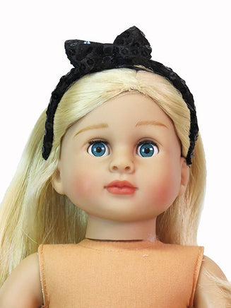 Sequin Bow Headband 3 Pack Black Red Silver Fits 18" American Girl Doll Clothing3