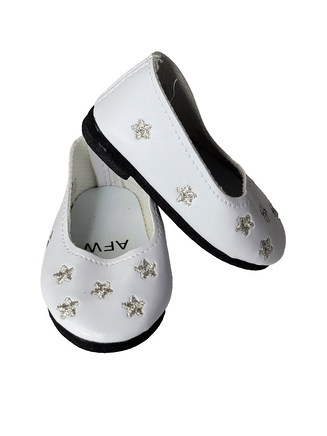 White Star Flat Dress Shoes Fits 18" American Girl Doll Clothing Shoes0