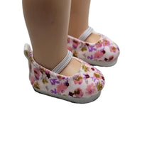 Pink Floral Slip On Shoes Fits 14.5" Wellie Wisher American Girl Doll Shoes0