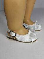 White Satin Bow Dress Shoes Fits 18" American Girl Doll Clothes Shoes0