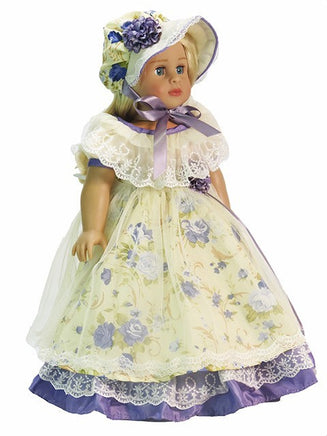 Purple Floral Colonial Dress And Bonnet Fits 18" American Girl Doll Clothing0